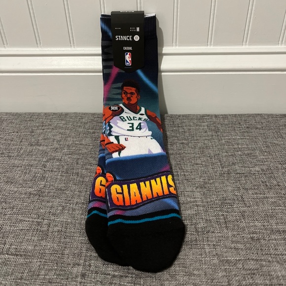 Milwaukee Bucks NBA MVP Giannis Antetokounmpo Stance Socks (Medium) Men’s 6-8.5